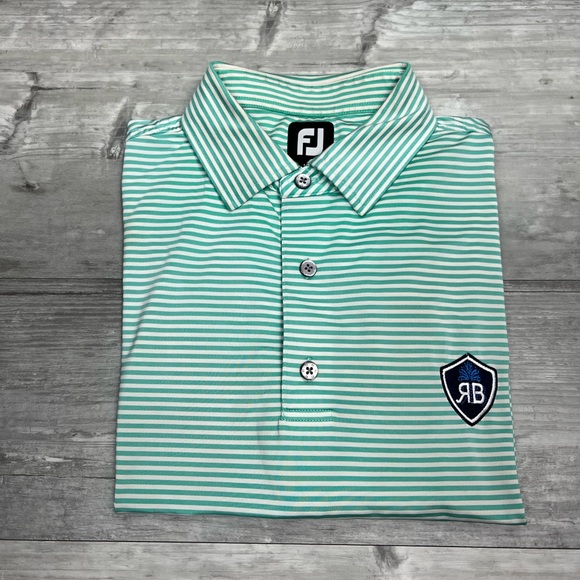 FootJoy Seafoam & White Stripe Golf Polo Shirt XL - Picture 1 of 5